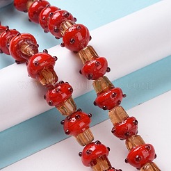 Mushroom Handmade Lampwork Beads Strands&nbsp;LAMP-G150-03A-01
