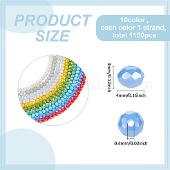 10 Strands 10 Colors Electroplate Glass Beads Strands&nbsp;EGLA-WR0001-07A