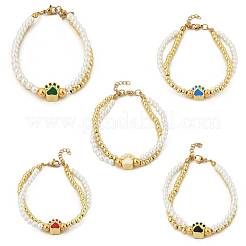 Brass Multi-strand Bracelets&nbsp;BJEW-M056-09G