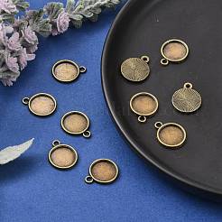 Flat Round Alloy Pendant Cabochon Settings&nbsp;X-PALLOY-N0088-38AB-NF