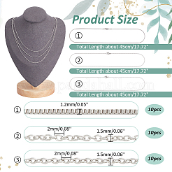 30Pcs 3 Style 304 Stainless Steel Box & Cable Chain Necklaces Set&nbsp;MAK-NB0001-26