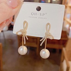 Bowknot Zinc Alloy Crystal Rhinestone Dangle Stud Earrings&nbsp;FS-WGBBCF3-01