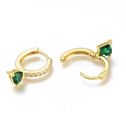 Brass Micro Pave Cubic Zirconia Huggie Hoop Earrings&nbsp;ZIRC-H102-14A-G