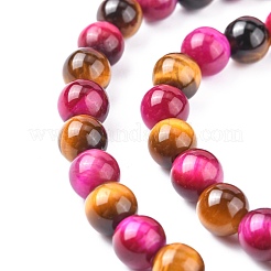 Natural Rose Tiger Eye(Dyed & Heated) and Yellow Tiger Eye(Dyed & Heated) Beads Strands&nbsp;G-G101-6mm-1