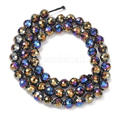 Electroplated Natural Agate Beads Strands&nbsp;G-B191-A07-6mm-04