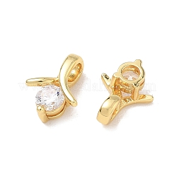 Brass Micro Pave Clear Cubic Zirconia Charms&nbsp;KK-D289-05G