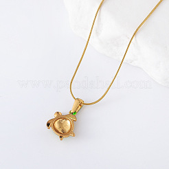 3Pcs Stainless Steel Lime Green Enamel Ocean Turtle Pendant Necklaces&nbsp;FE9863