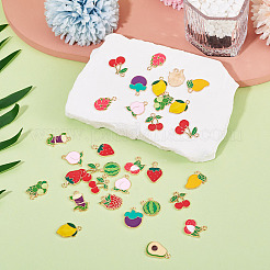 56Pcs 14 Styles Fruits Alloy Enamel Pendants&nbsp;FIND-TA0009-63
