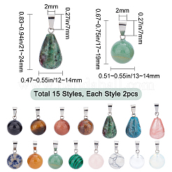 30Pcs 15 Colors Gemstone Pendants&nbsp;G-SC0001-42
