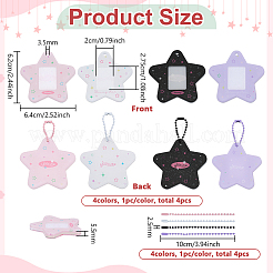 4Pcs 4 Colors Acrylic Glitter Powder Photocard Sleeve Pendant Decoration&nbsp;AJEW-FG0005-44