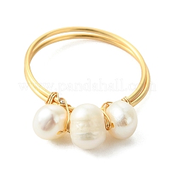 2Pcs 2 Colors Copper Wired Natural Pearl Finger Rings&nbsp;RJEW-JR01036