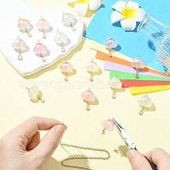 15Pcs 5 Colors Transparent Acrylic with Brass Micro Pave Cubic Zirconia Pendants&nbsp;PALLOY-CJ00190