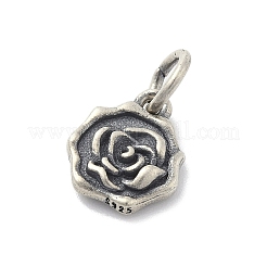 925 Sterling Silver Flower Charms with Jump Rings and 925 Stamp&nbsp;STER-M021-02AS-02
