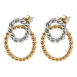 304 Stainless Steel Twised Ring Stud Earrings&nbsp;EJEW-K268-57G
