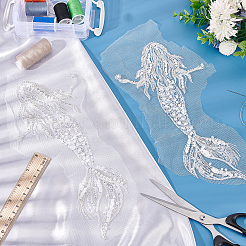 2Pcs Mermaid Computerized Embroidery Cloth Sew On Sequins Patches&nbsp;PATC-BC0001-01