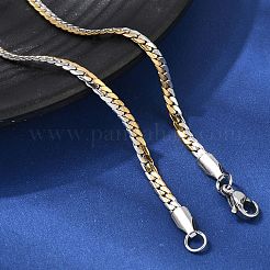 3MM Two Tone Unisex 304 Stainless Steel Panzer Chain Necklaces&nbsp;NJEW-A067-03GP