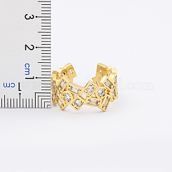 Brass Micro Pave Cubic Zirconia Adjustable Open Rings&nbsp;FS-WG624C0-01