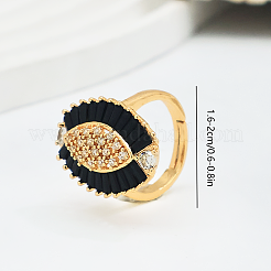Brass Micro Pave Cubic Zirconia Open Cuff Rings for Women&nbsp;XU4500-2