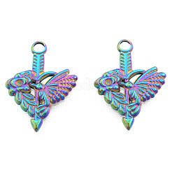 Rack Plating 201 Stainless Steel Pendant Rhinestone Settings&nbsp;STAS-N098-245M