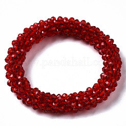 Faceted Transparent Glass Beads Stretch Bracelets&nbsp;BJEW-S144-002F-02