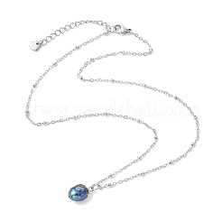 Natural Cultured Freshwater Pearl Potato Pendant 304 Stainless Steel Satellite Chain Necklaces for Women&nbsp;NJEW-JN06346