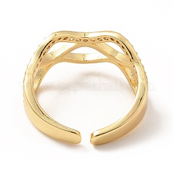 Cubic Zirconia Wave Open Cuff Ring&nbsp;RJEW-H101-25G