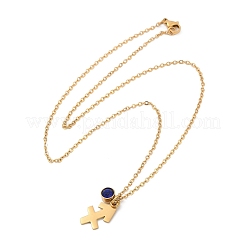 304 Stainless Steel Glass Drill Birth Stone Constellation Pendant Necklaces&nbsp;LS-STAS-D305-08G-I