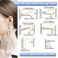 100Pcs 5 Style Brass Earring Hooks&nbsp;KK-BBC0012-33