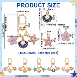 10Pcs 5 Style Alloy Enamel Pendant Decorations&nbsp;HJEW-PH02090