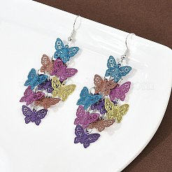 430 Stainless Steel Butterfly Dangle Earrings&nbsp;EJEW-A137-05P-01