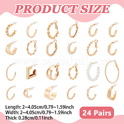 24 Pairs Zinc Alloy Stud Earring & Hoop Earring Sets&nbsp;EJEW-UN0005-42B