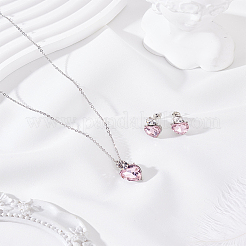 Alloy Rhinestone Pendant Necklace & Stud Earring Sets&nbsp;SJEW-LP0001-43