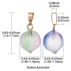 20Pcs 5 Colors Two Tone Transparent Spray Painted Glass Pendants&nbsp;GLAA-YW0001-95