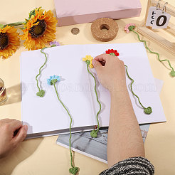 5Pcs 5 Colors Wool Crochet Flower & Heart Hanging Bookmarks&nbsp;AJEW-GL0003-55