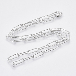 Brass Textured Paperclip Chain Necklace Making&nbsp;MAK-S072-02A-P