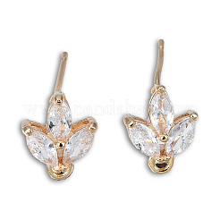 Brass Pave Clear Cubic Zirconia Stud Earring Findings&nbsp;LS-X-KK-N235-041