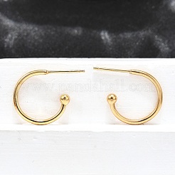 304 Stainless Steel C-shaped Hoop Circle Ball Stud Earrings&nbsp;X-STAS-K204-04G