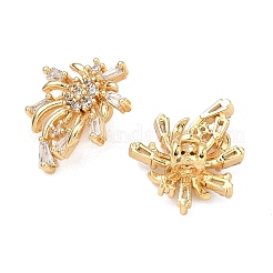Brass Micro Pave Clear Cubic Zirconia Pendants&nbsp;KK-T080-21G