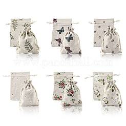 24Pcs 6 Colors Polycotton(Polyester Cotton) Packing Pouches Drawstring Bags&nbsp;ABAG-FS0001-12