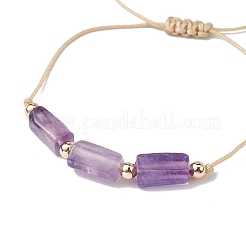 Natural Mixed Gemstone Colunm Braided Bead Bracelet&nbsp;BJEW-JB09761