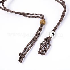 Adjustable Braided Waxed Cord Macrame Pouch Necklace Making&nbsp;MAK-WH0009-02B