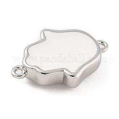 Rack Plating Brass Enamel Religion Hamsa Hand Connector Charms&nbsp;KK-A234-020-P