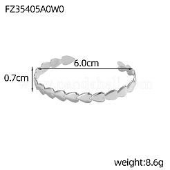 Heart 304 Stainless Steel Cuff Bangles&nbsp;STAS-OY007-70P