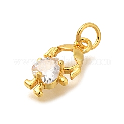 Rack Plating Brass Micro Pave Cubic Zirconia Charms&nbsp;KK-I716-25G-01