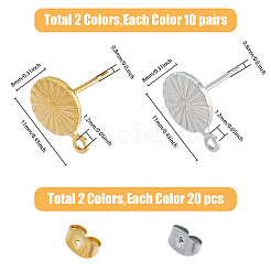 20 Pairs 2 Colors 304 Stainless Steel Stud Earring Findings&nbsp;STAS-HY0001-44