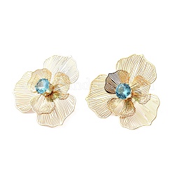 Flower Brass Micro Pave Cubic Zirconia Stud Earrings&nbsp;EJEW-F391-07G-02