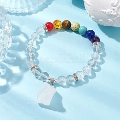 Raw Rough Natural Quartz Crystal Charm Bracelets&nbsp;BJEW-JB10298-03
