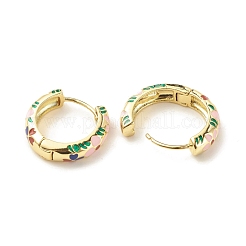 Flower Enamel Hoop Earrings&nbsp;EJEW-G290-03G-A