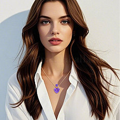 1Pc Stainless Steel Heart Natural Amethyst Perfume Bottle Necklaces for Women&nbsp;NJEW-CA0001-26B