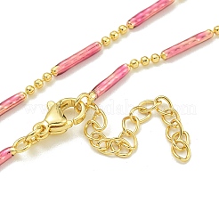 Brass Enamel Column Link Chain Necklaces&nbsp;NJEW-H039-02A-01G